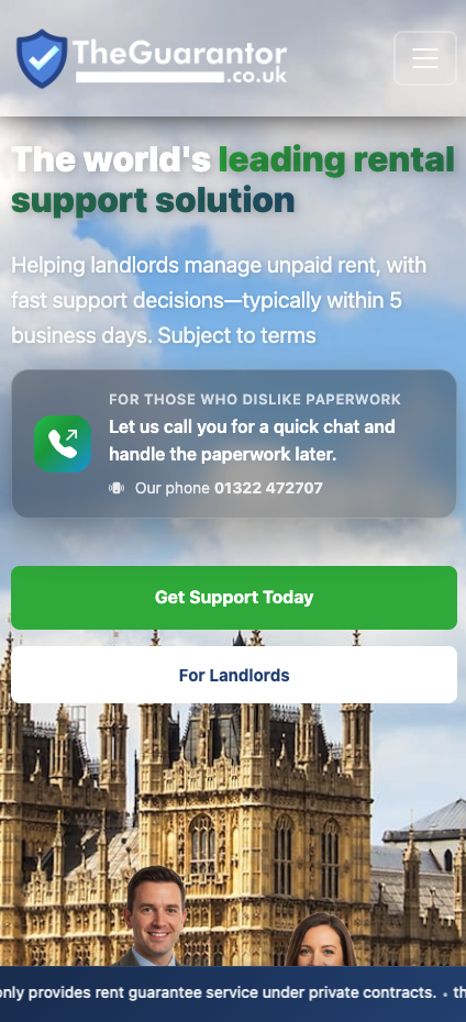 TheGuarantor mobile app mockup