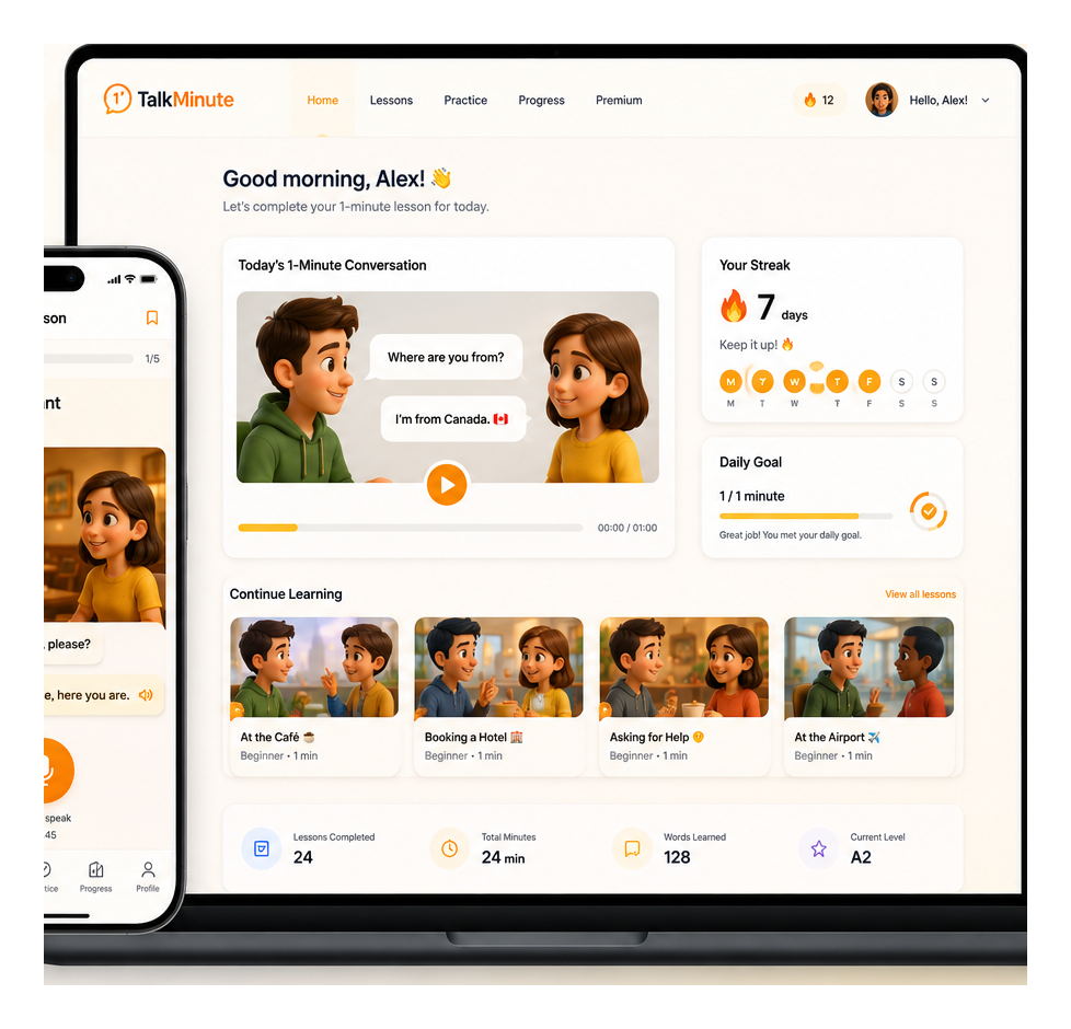 TalkMinute desktop app mockup