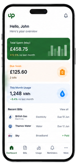 UtilityPilot mobile app mockup